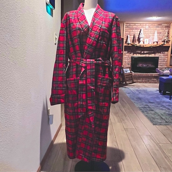 Vtg PENDLETON 100% Tartan Plaid Soft Wool Belted USA Quality Large Unisex Robe - Picture 7 of 17